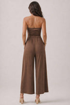 JR16435F - TUBE TOP W/SHIRRING PALAZZO ROMPER
