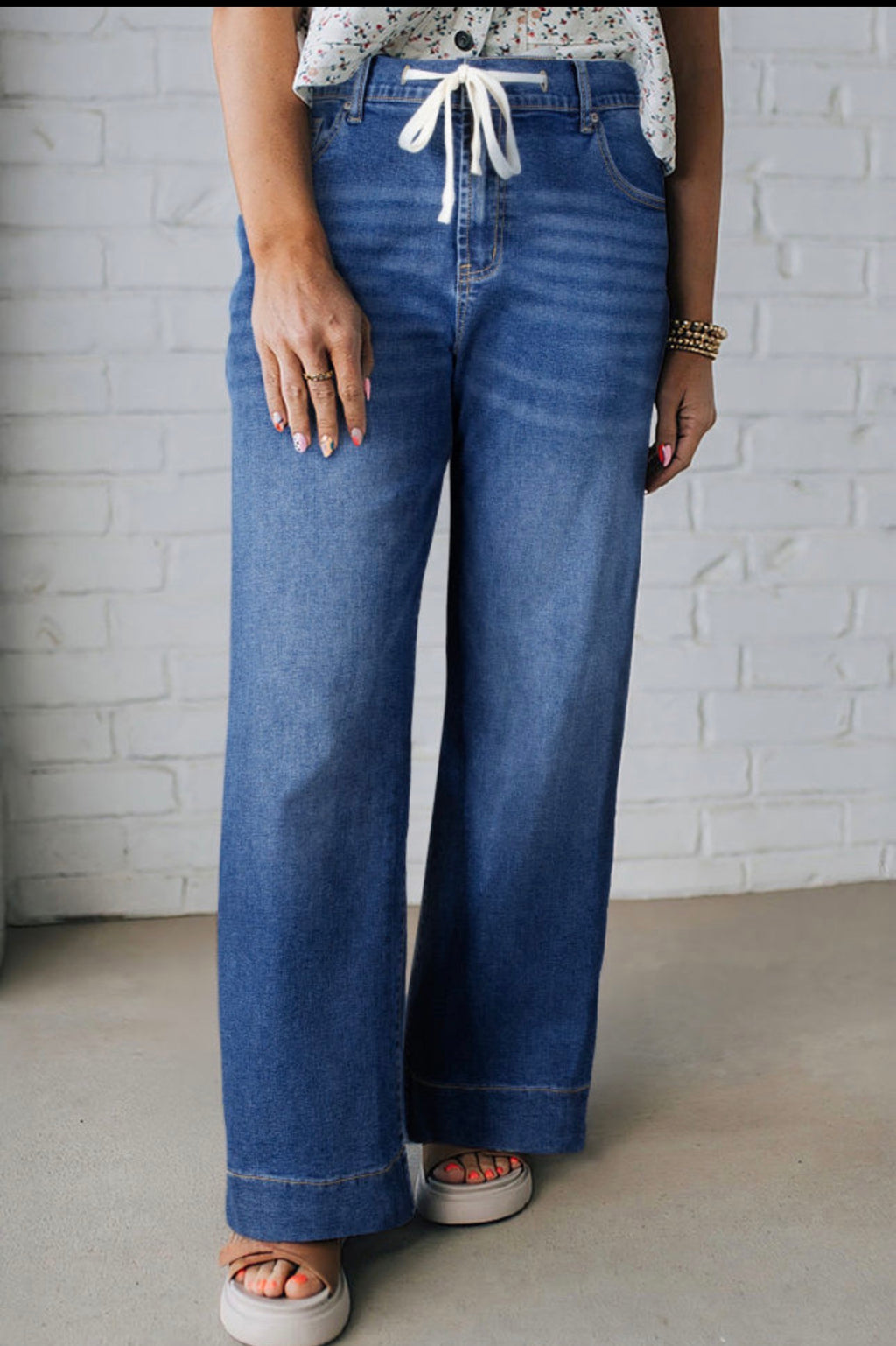 Plus Size Lace-Up Whiskered Denim Jeans