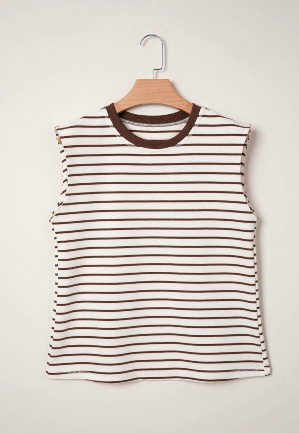 Mocha Stripe Sleeveless Top 🤎
