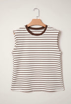 Mocha Stripe Sleeveless Top 🤎