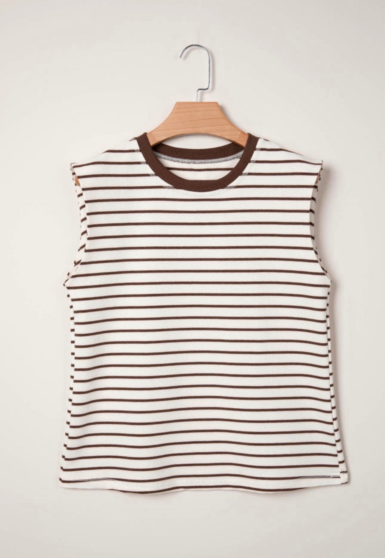 Mocha Stripe Sleeveless Top 🤎