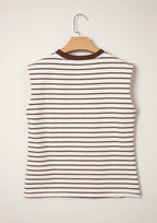 Mocha Stripe Sleeveless Top 🤎