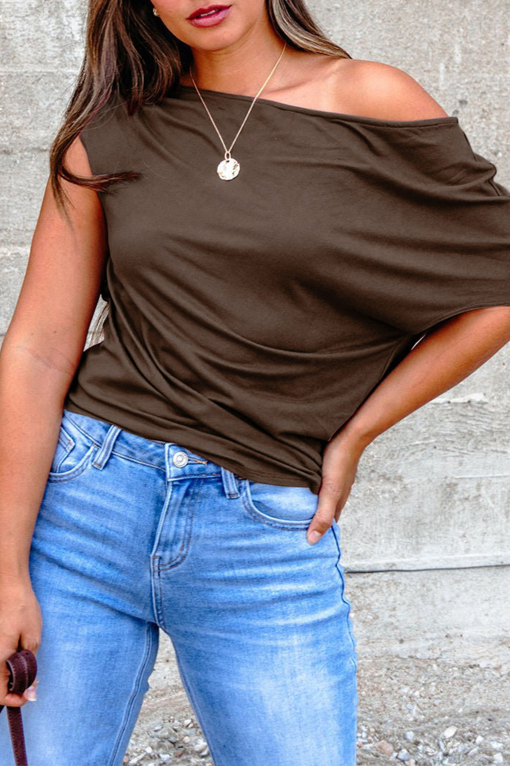 Mocha asymmetric shirt