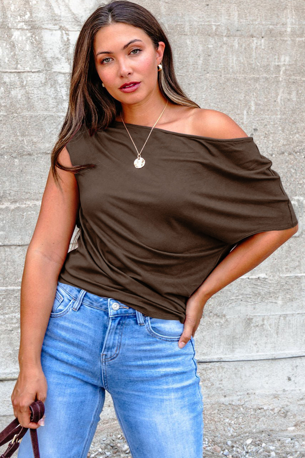 Mocha asymmetric shirt